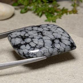 33.41カラットの天然スノーフレークスノーフレークオブシディアン、ファンシーシェイプ、オペーク