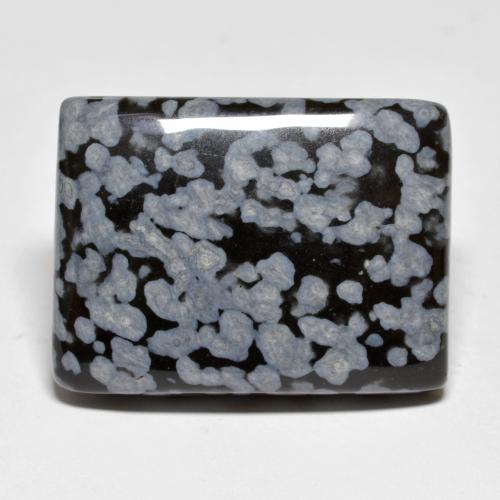 44.90カラットの天然マルチカラースノーフレークオブシディアン（31.2×21.5 mm・バゲット）