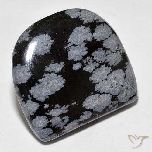 35.68ct 天然 グレーホワイト ブラック スノーフレークオブシディアン, ファンシー, オペーク