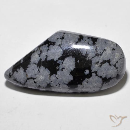 20.43ct 天然 グレーホワイト ブラック スノーフレークオブシディアン, ファンシー, オペーク