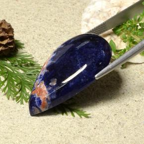 31.37カラットの天然バイオレットブルーソーダライト、洋梨の形、オペーク