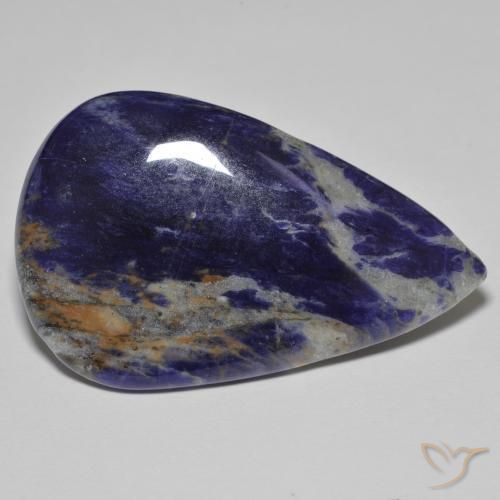 38.50ct 天然 バイオレットブルー ソーダライト, 洋梨の形, オペーク