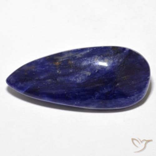 12.74ct 天然 黒がかった青 ソーダライト, 洋梨の形, オペーク