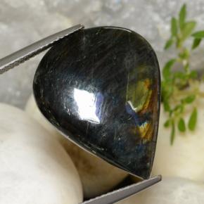 11.71カラットの天然マルチカラースペクトロライト、洋梨の形、オペーク