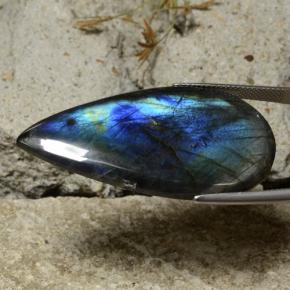 36.83カラットの天然マルチカラースペクトロライト、洋梨の形、オペーク