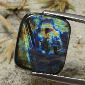 6.03カラットの天然マルチカラースペクトロライト、クッションカット、オペーク