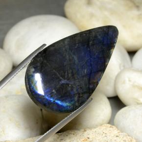 22.92カラットの天然マルチカラースペクトロライト、洋梨の形、オペーク