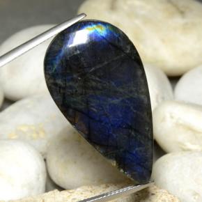 22.92カラットの天然マルチカラースペクトロライト、洋梨の形、オペーク