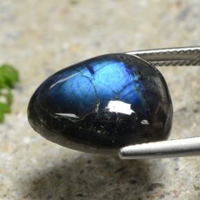 11.36カラットの天然マルチカラースペクトロライト、洋梨の形、オペーク