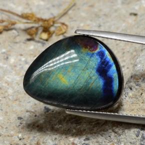 9.82カラットの天然マルチカラースペクトロライト、ファンシーシェイプ、オペーク