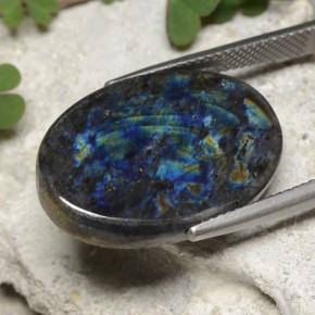 13.11カラットの天然マルチカラースペクトロライト、オーバルカット、オペーク