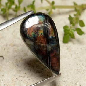 2.41カラットの天然マルチカラースペクトロライト、洋梨の形、オペーク