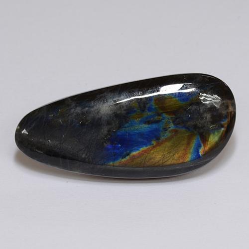 16.28カラットの天然マルチカラースペクトロライト、ファンシーシェイプ、オペーク