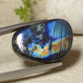 6.97カラットの天然マルチカラースペクトロライト、ファンシーシェイプ、オペーク