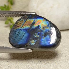 6.97カラットの天然マルチカラースペクトロライト、ファンシーシェイプ、オペーク