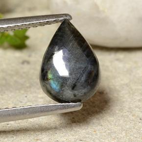 1.52カラットの天然マルチカラースペクトロライト、洋梨の形、オペーク