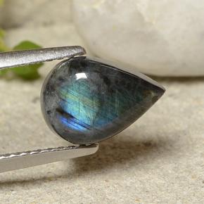 1.52カラットの天然マルチカラースペクトロライト、洋梨の形、オペーク