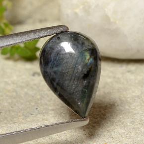 1.52カラットの天然マルチカラースペクトロライト、洋梨の形、オペーク