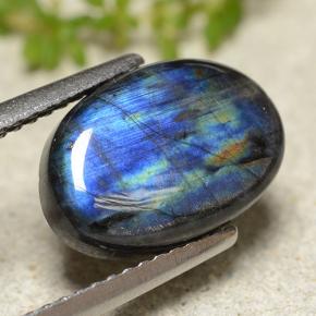 2.95カラットの天然マルチカラースペクトロライト、オーバルカット、オペーク