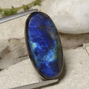 5.96カラットの天然マルチカラースペクトロライト、オーバルカット、オペーク