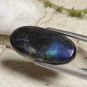 5.96カラットの天然マルチカラースペクトロライト、オーバルカット、オペーク