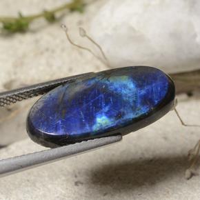 5.96カラットの天然マルチカラースペクトロライト、オーバルカット、オペーク