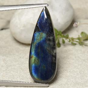 4.92カラットの天然マルチカラースペクトロライト、洋梨の形、オペーク