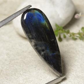 4.92カラットの天然マルチカラースペクトロライト、洋梨の形、オペーク