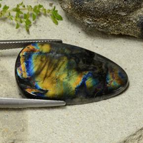 19.61カラットの天然マルチカラースペクトロライト、洋梨の形、オペーク