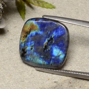 7.14カラットの天然マルチカラースペクトロライト、クッションカット、オペーク