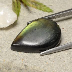 6.53カラットの天然マルチカラースペクトロライト、洋梨の形、オペーク