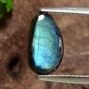 1.95カラットの天然マルチカラースペクトロライト、ファンシーシェイプ、オペーク