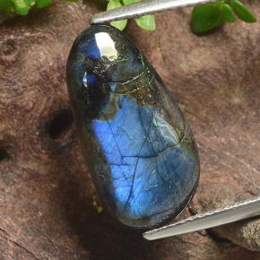 4.56カラットの天然マルチカラースペクトロライト、洋梨の形、オペーク