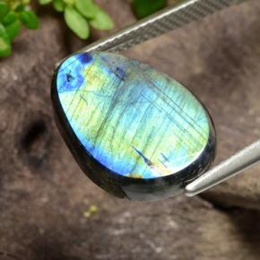 4.55カラットの天然マルチカラースペクトロライト、洋梨の形、オペーク