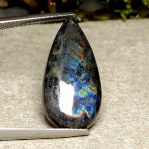 8.44カラットの天然マルチカラースペクトロライト、洋梨の形、オペーク