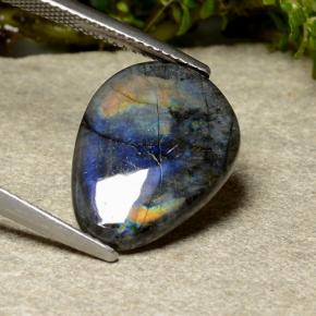 5.27カラットの天然マルチカラースペクトロライト、洋梨の形、オペーク