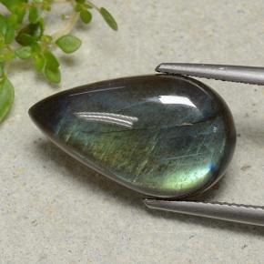 9.19カラットの天然マルチカラースペクトロライト、洋梨の形、オペーク