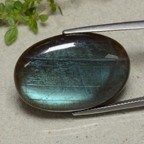 25.53カラットの天然マルチカラースペクトロライト、オーバルカット、オペーク