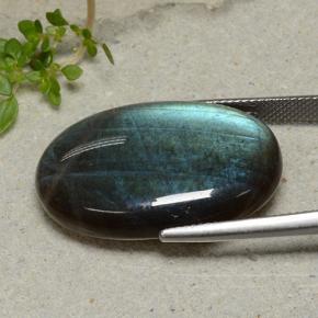 25.53カラットの天然マルチカラースペクトロライト、オーバルカット、オペーク