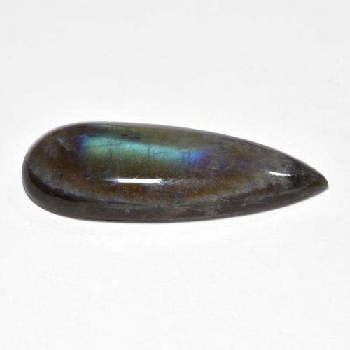 15.79カラットの天然マルチカラースペクトロライト、洋梨の形、半透明