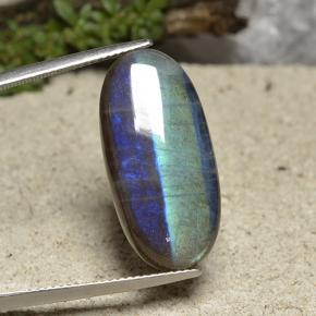 13.14カラットの天然マルチカラースペクトロライト、オーバルカット、半透明