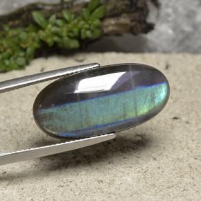 13.14カラットの天然マルチカラースペクトロライト、オーバルカット、半透明