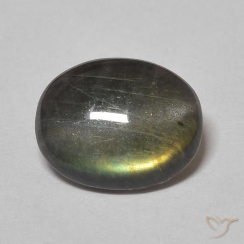 1.37ct 天然 マルチカラー スペクトロライト, 楕円形, オペーク