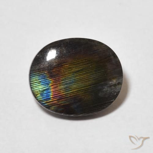 2.00ct 天然 マルチカラー スペクトロライト, 楕円形, オペーク