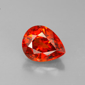 1.91カラットの天然マンダリンオレンジスペサルティンガーネット（8×6.5 mm・洋梨の形）