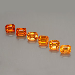3.42カラットの天然オレンジスペサルティンガーネット（4.3×3.6 mm・エメラルドカット）