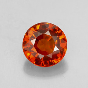 0.99カラットの天然マンダリンオレンジスペサルティンガーネット（5.47 mm・ラウンドカット）