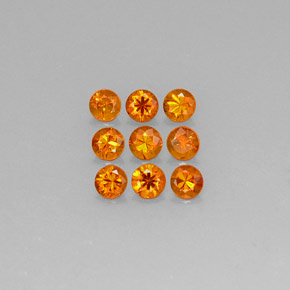 カラットの天然マンダリンオレンジスペサルティンガーネット（3.19 mm・ラウンドカット）