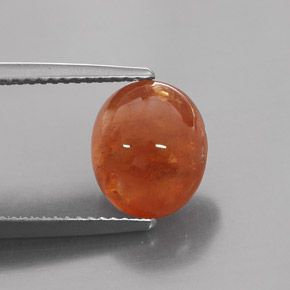 6.14カラットの天然マンダリンオレンジスペサルティンガーネット（10.3×8.9 mm・透明）