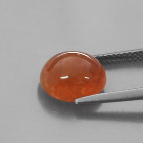 6.14カラットの天然マンダリンオレンジスペサルティンガーネット（10.3×8.9 mm・透明）